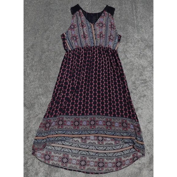 Artesia Hi Low Midi Dress Womens 2XL Multicolor Printed Sleeveless Elastic Waist - Picture 1 of 8